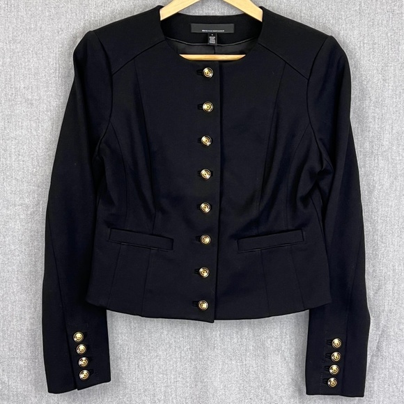 White House Black Market Jackets & Blazers - WHBM Cropped Luxe Jacket Black Sz 4 Military Professional Evening Party